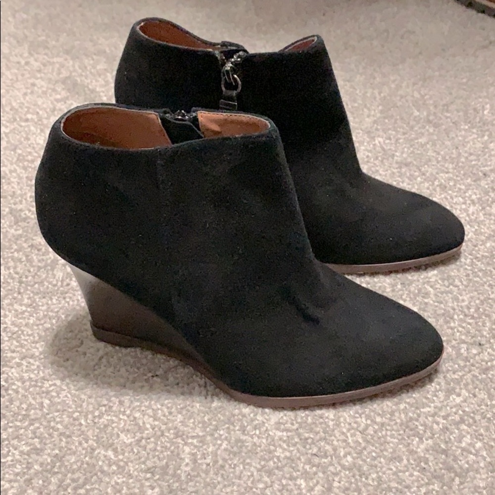Suede black booties